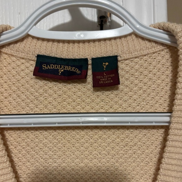 Saddlebred Sweater Vest Men’s 90s Beige Bottom Front Textured Waffe Knit Size L. - Picture 3 of 3
